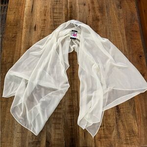 SLNY OFF WHITE Cream Sheer Scarf poncho flutter sleeves wrap 3X / 4x NWT